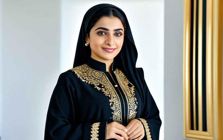 **

"A successful Emirati businesswoman in a modern office in Dubai, wearing a traditional yet stylish black abaya with subtle gold embroidery, fully clothed, appropriate attire, safe for work, perfect anatomy, natural pose, professional photography, high quality, family-friendly"

**