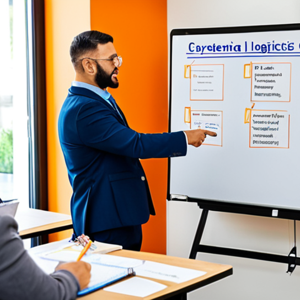 Professional Logistics Certification**

"A diverse group of professionals in a modern classroom setting, attending a certification course on supply chain management. The instructor is pointing to a whiteboard displaying key logistics concepts. Participants are taking notes, fully clothed in modest business attire, appropriate content, safe for work, professional environment, perfect anatomy, natural proportions, well-formed hands, proper finger count, family-friendly."

**