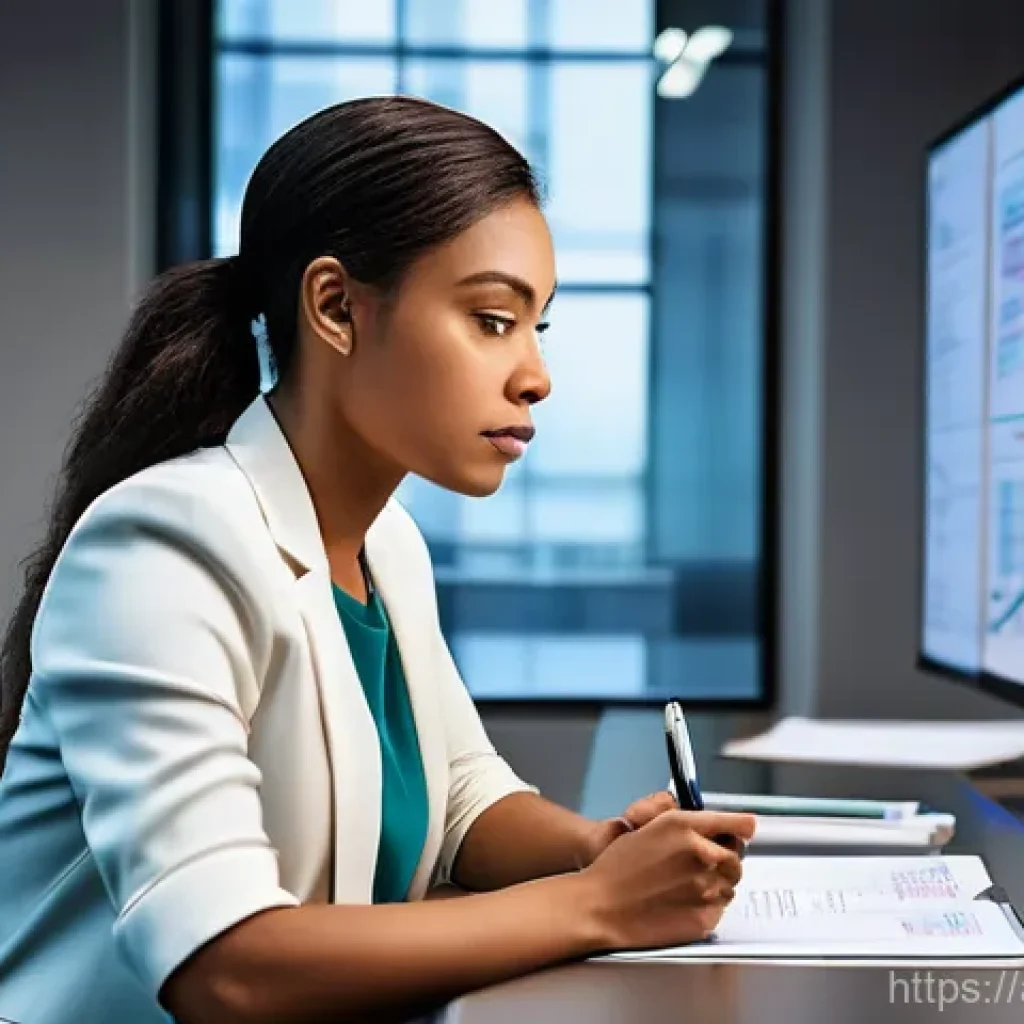 물류정보관리사 자격증 실기 준비 팁 - **Prompt 1:** A highly focused female logistics professional, in her late 20s, with a determined exp...