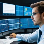 물류정보관리사 직업 전망과 트렌드 - **Prompt:** A dynamic, split-screen image showcasing the evolution of a Logistics Information Manage...