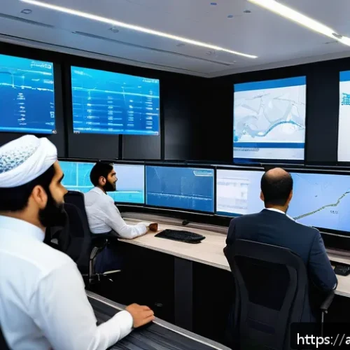물류정보관리사 실무에서 중요한 데이터 관리 팁 - A modern logistics control room in a Middle Eastern setting, featuring diverse Arab professionals in...