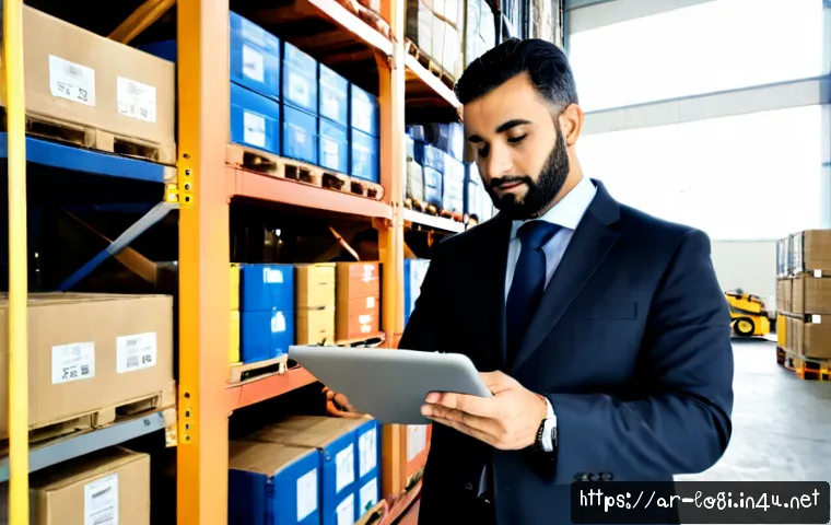 물류정보관리사 실무와 창의적 문제 해결 능력 - Photorealistic logistics operations office in a modern Gulf-region distribution center, Arab logisti...